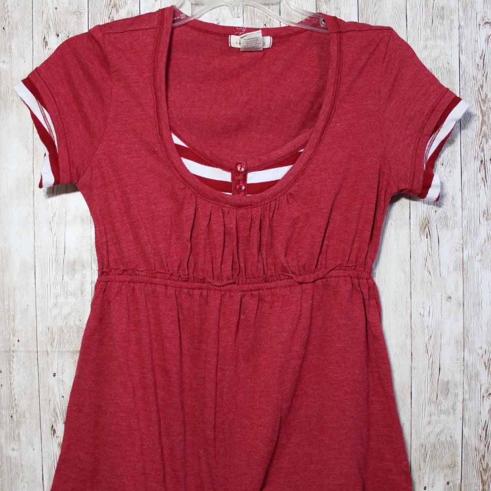 JRs Love  Rocks Red Heathered Short Sleeve Top L